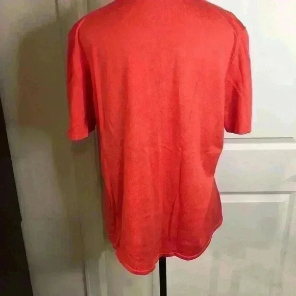 Randolph Duke The Look Silk Blend Orange Blouse  Large S/S drawstring bottom - Picture 3 of 4